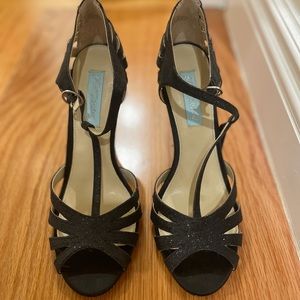 Black glitter T-strap Betsey Johnson Heels